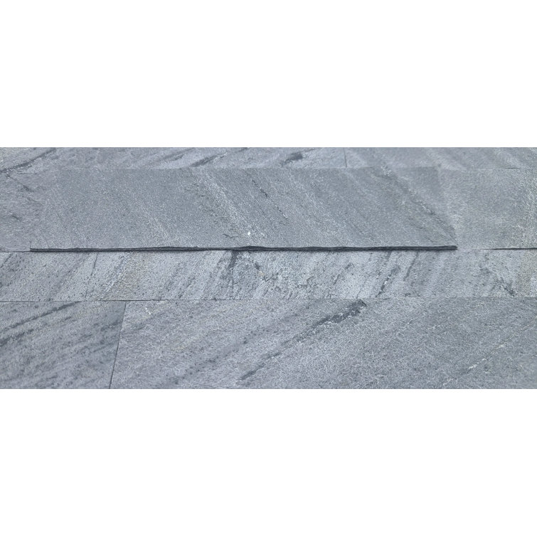TalissaDecor 6" x 24" Peel and Stick Stone Wall Panelling in Grey (10